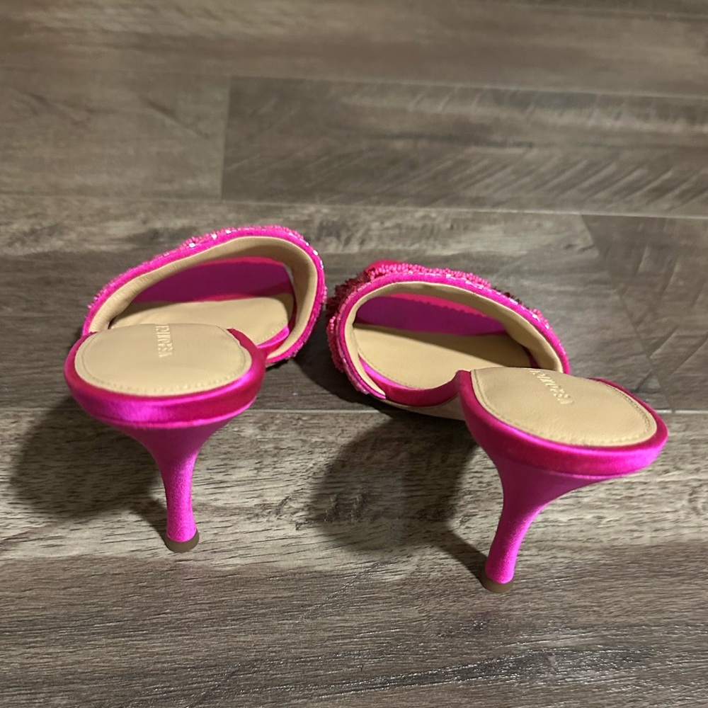 NEW Veronica Beard Braxton Beaded Heels Fuchsia 7.5 - Picture 5 of 6